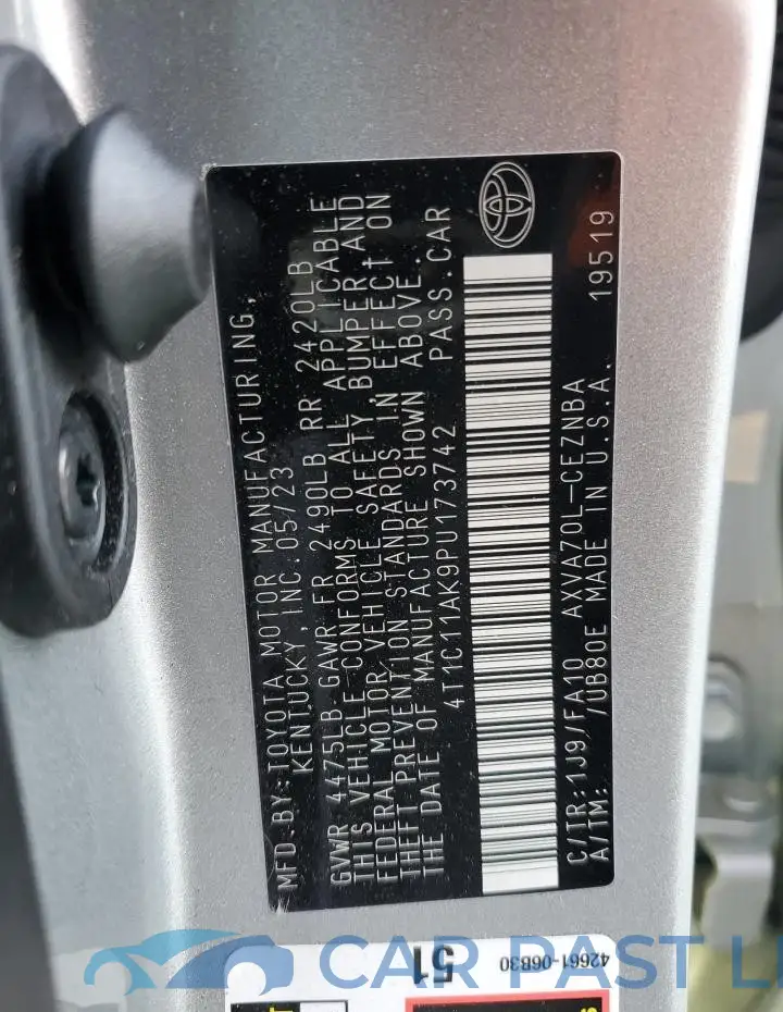 4T1C11AK9PU173742# 12