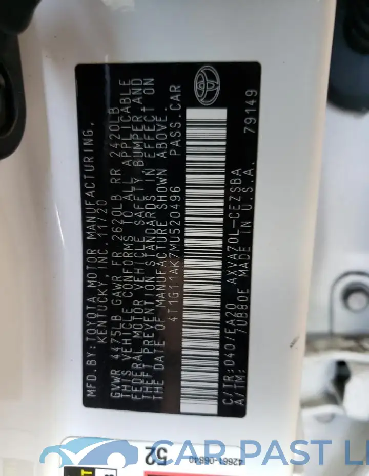 4T1G11AK7MU520496# 12