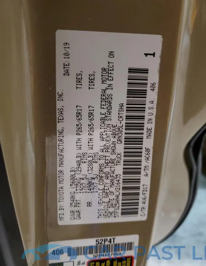 5TFSZ5AN4LX216435# 12