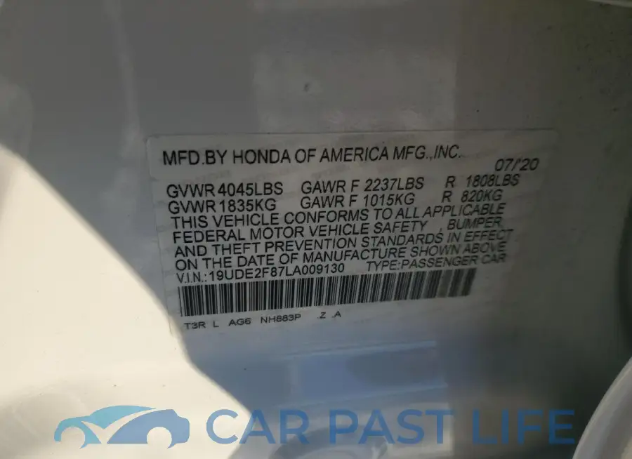 19UDE2F87LA009130# 12