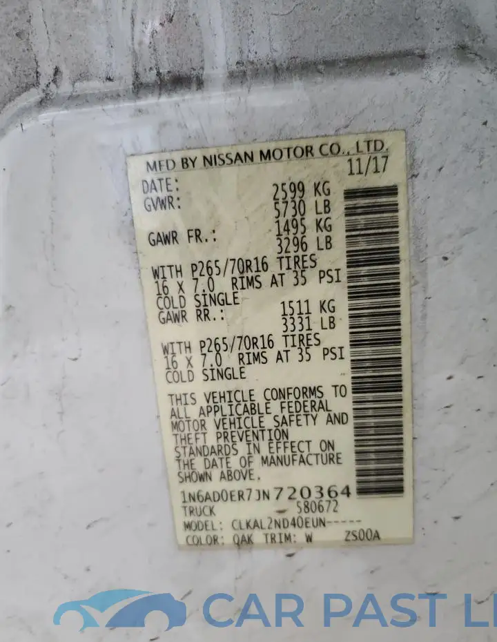 1N6AD0ER7JN720364# 12