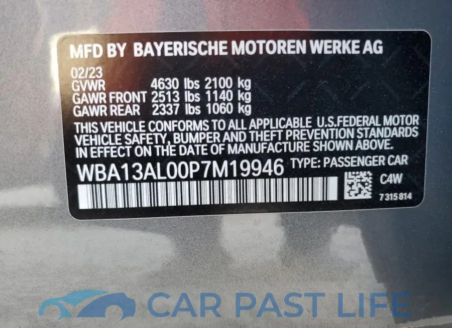 WBA13AL00P7M19946# 12