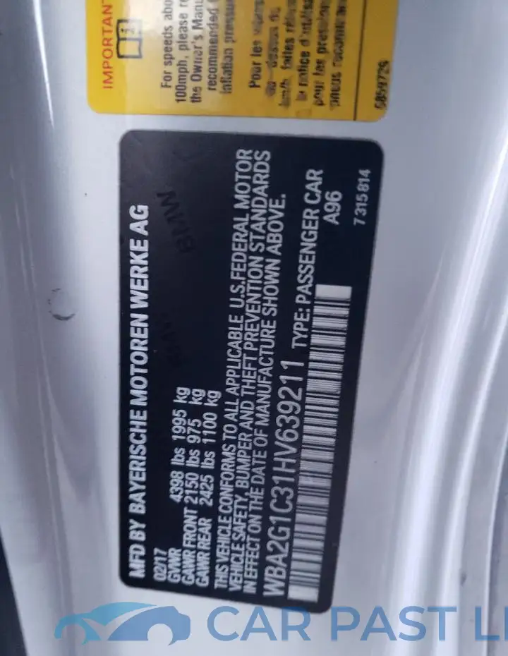 WBA2G1C31HV639211# 12