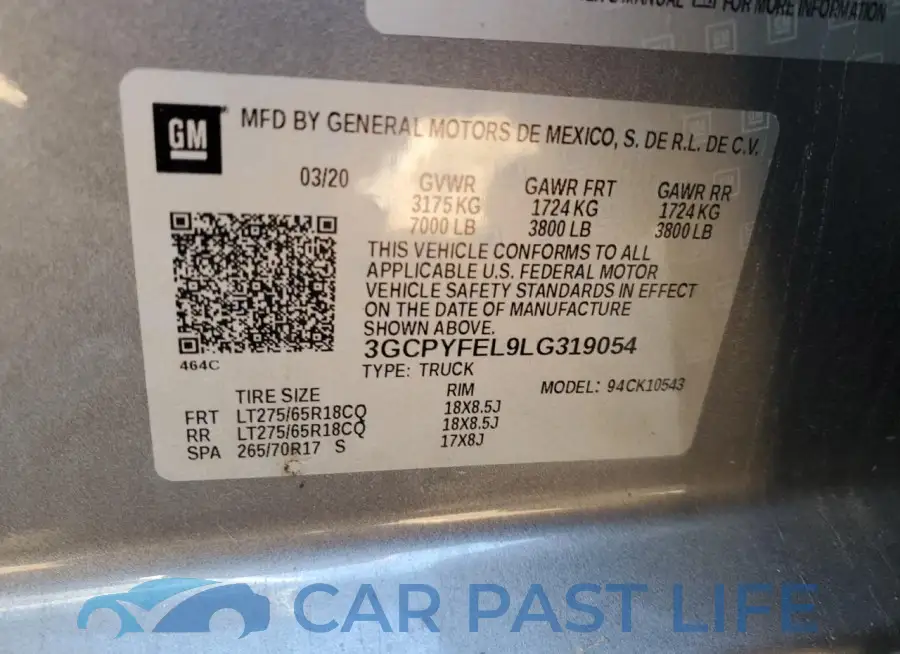 3GCPYFEL9LG319054# 13