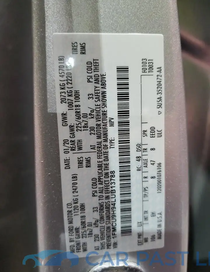 1FMCU9H94LUB13788# 13