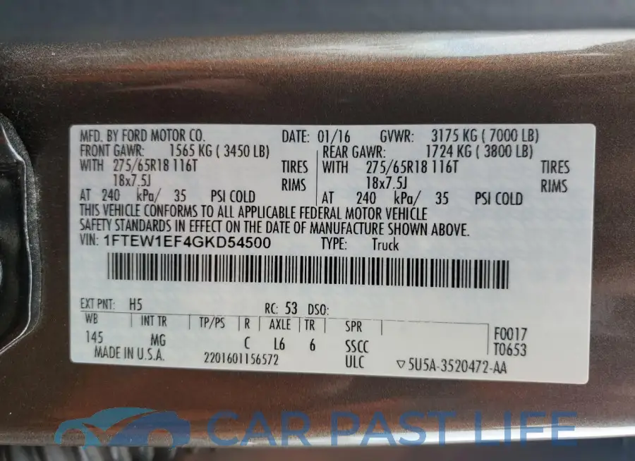 1FTEW1EF4GKD54500# 12