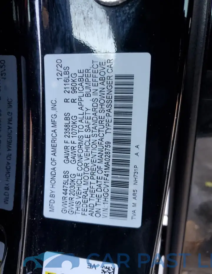 1HGCV1F41MA028759# 12