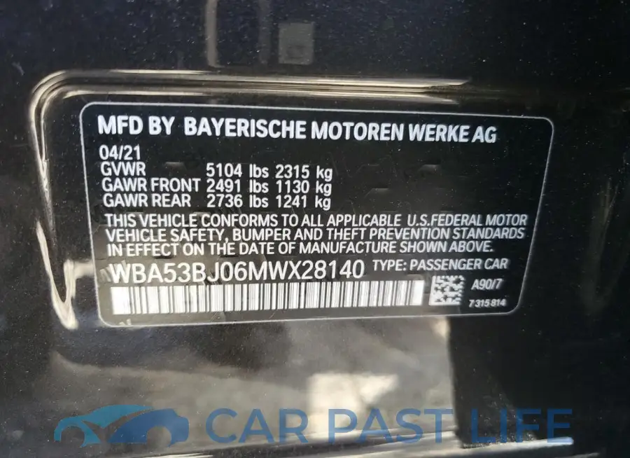 WBA53BJ06MWX28140# 12
