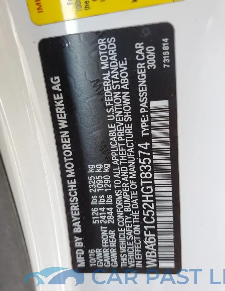 WBA6F1C52HGT83574# 12