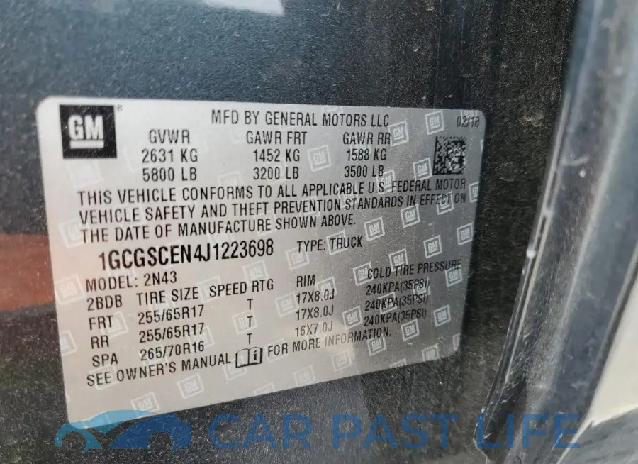 1GCGSCEN4J1223698# 12