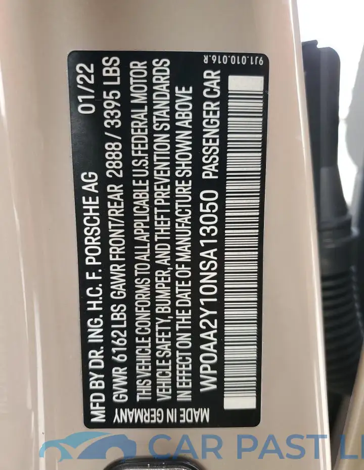 WP0AA2Y10NSA13050# 13