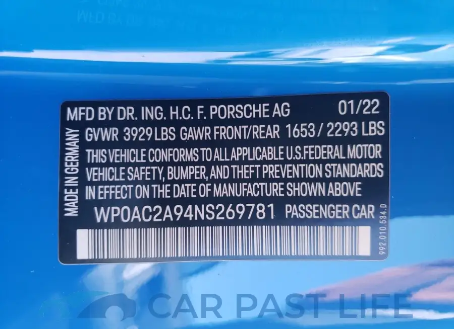 WP0AC2A94NS269781# 12