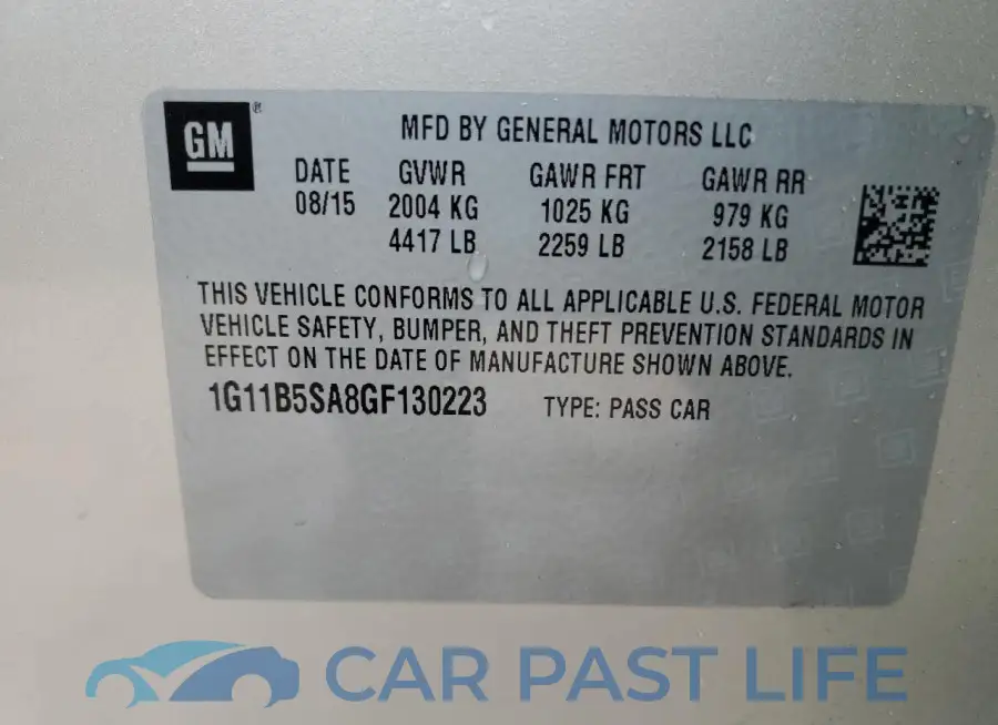 1G11B5SA8GF130223# 12