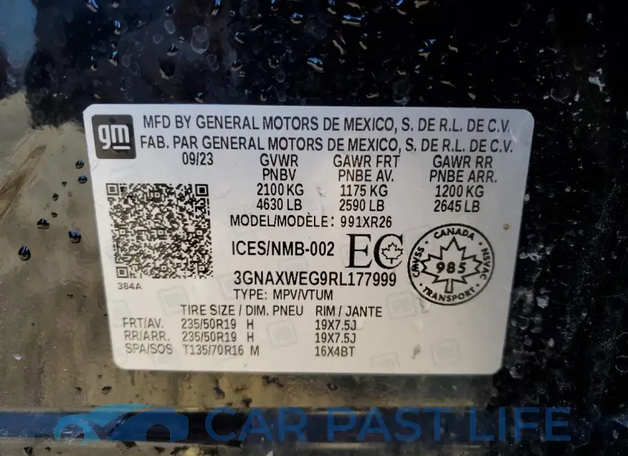 3GNAXWEG9RL177999# 13