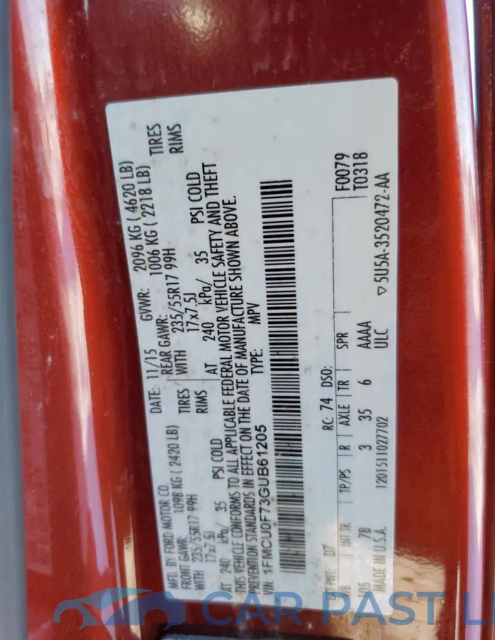 1FMCU0F73GUB61205# 14