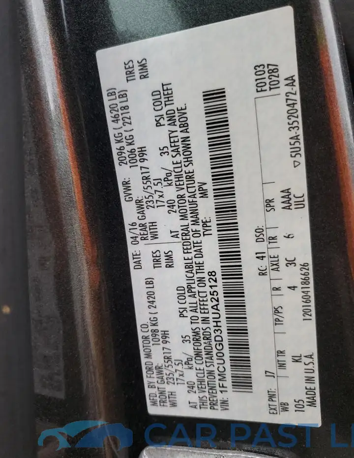 1FMCU0GD3HUA25128# 13