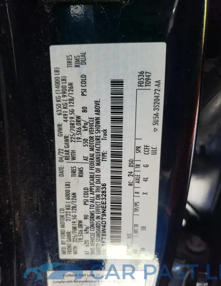1FT8W4DT9NEE32836# 12