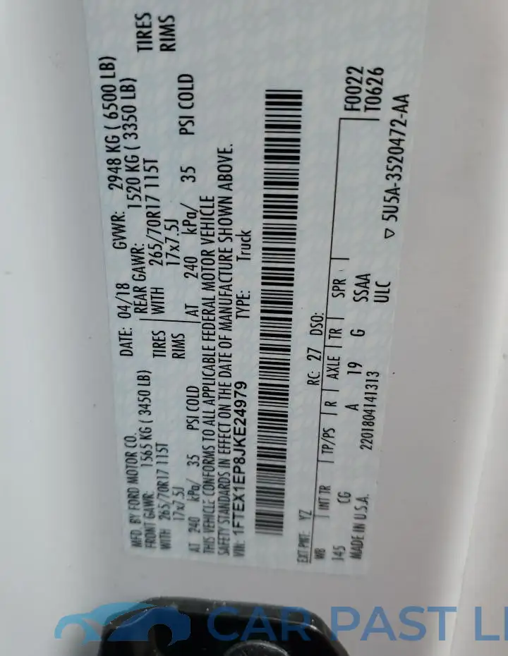 1FTEX1EP8JKE24979# 12