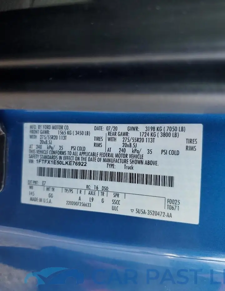 1FTFX1E50LKE76922# 12