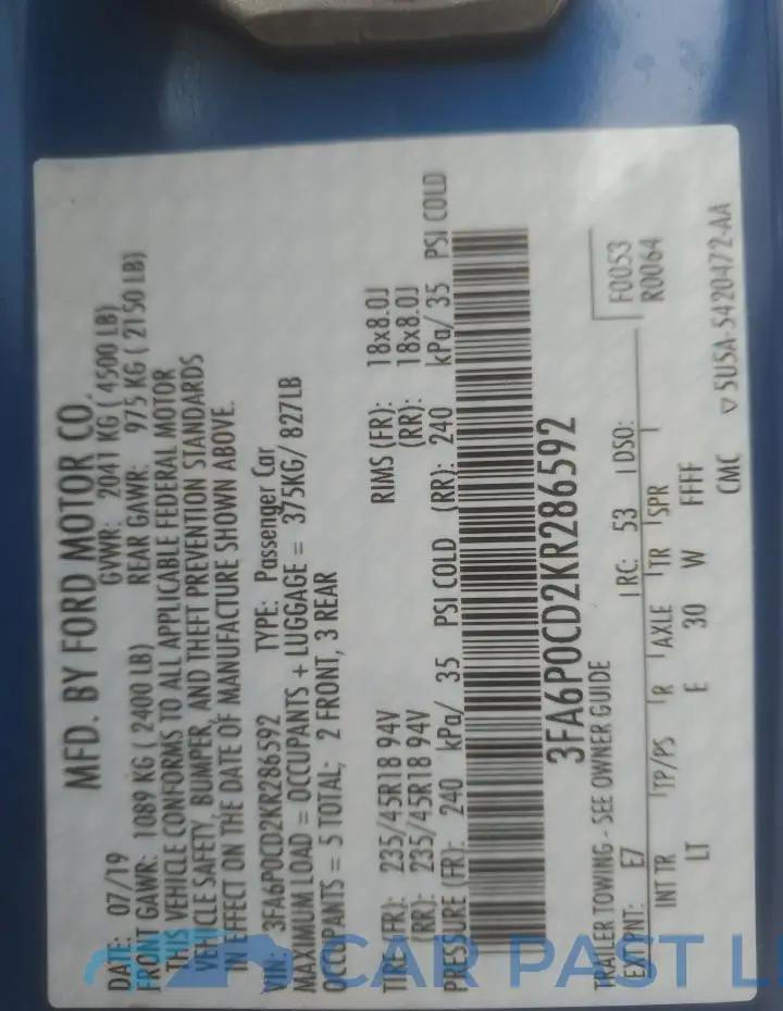 3FA6P0CD2KR286592# 12