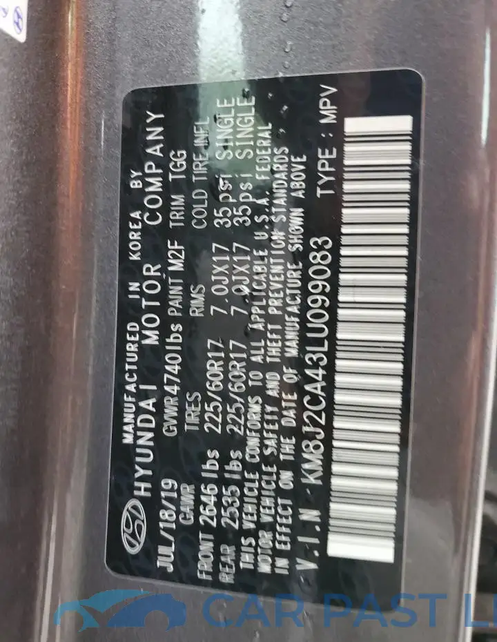 KM8J2CA43LU099083# 14