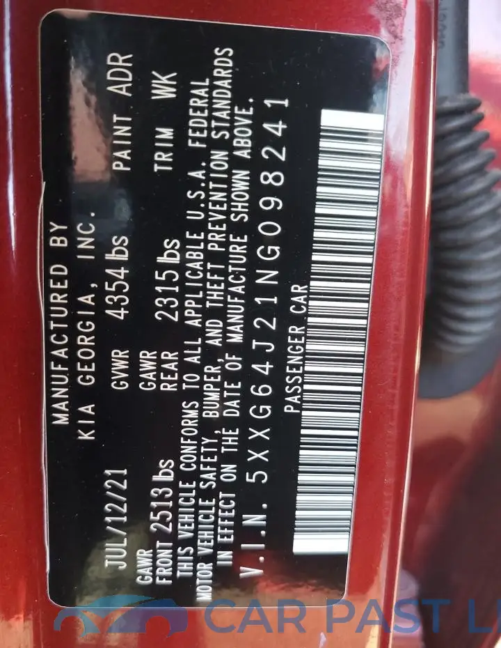5XXG64J21NG098241# 13