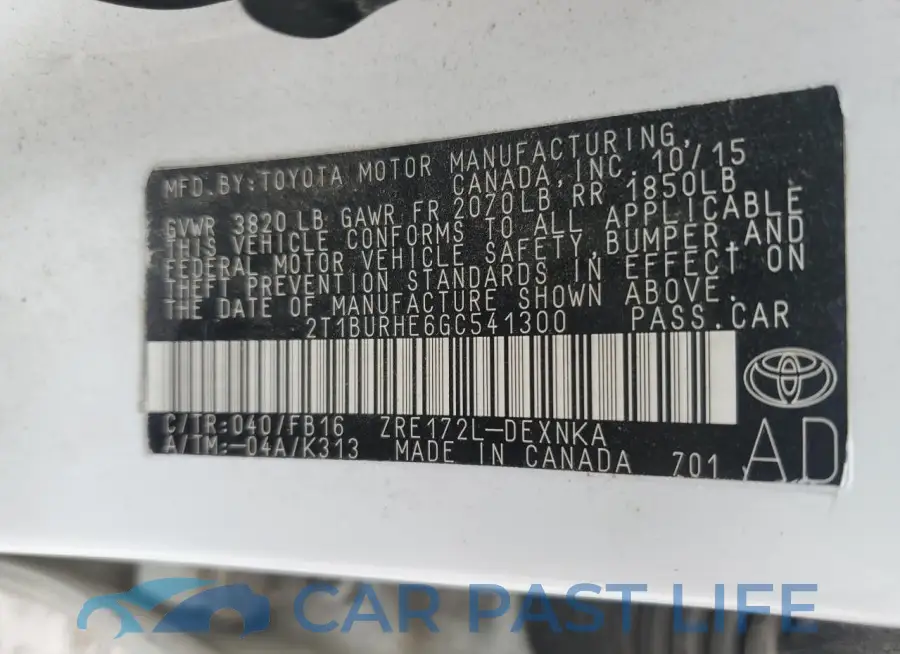 2T1BURHE6GC541300# 12
