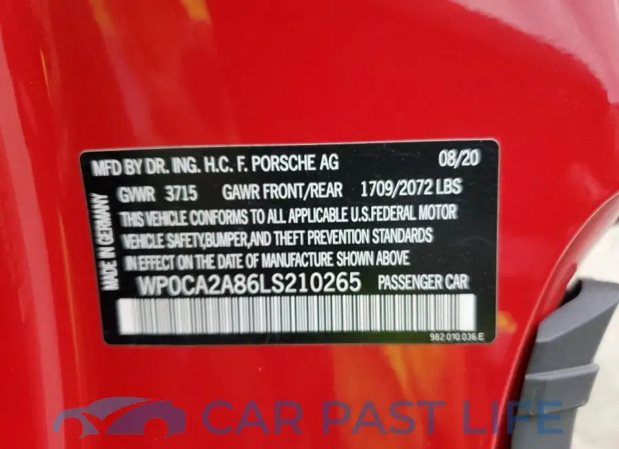 WP0CA2A86LS210265# 12