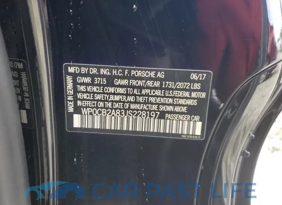 WP0CB2A83JS228197# 12