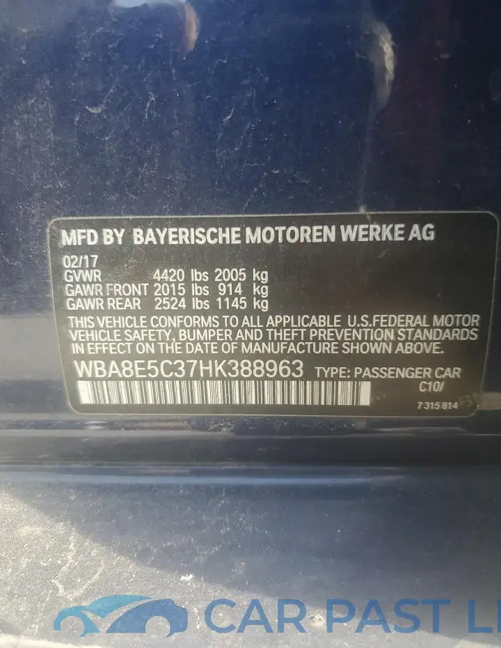 WBA8E5C37HK388963# 13