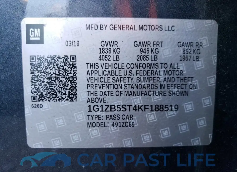 1G1ZB5ST4KF188519# 12