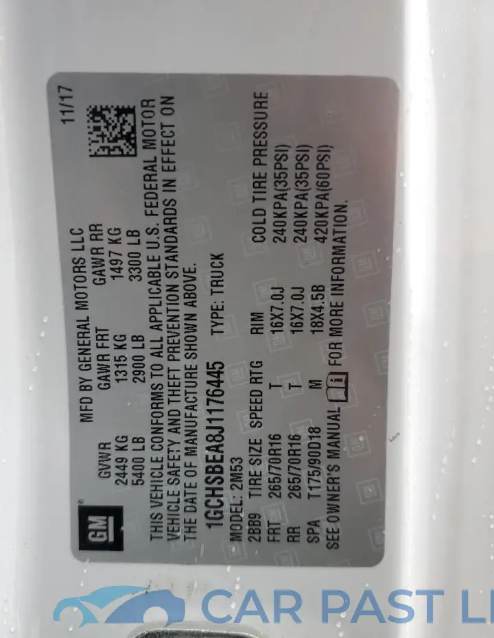 1GCHSBEA8J1176445# 12