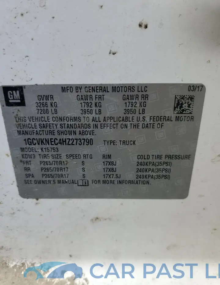 1GCVKNEC4HZ273790# 12