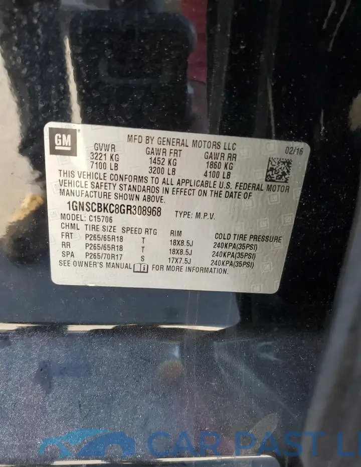 1GNSCBKC8GR308968# 13