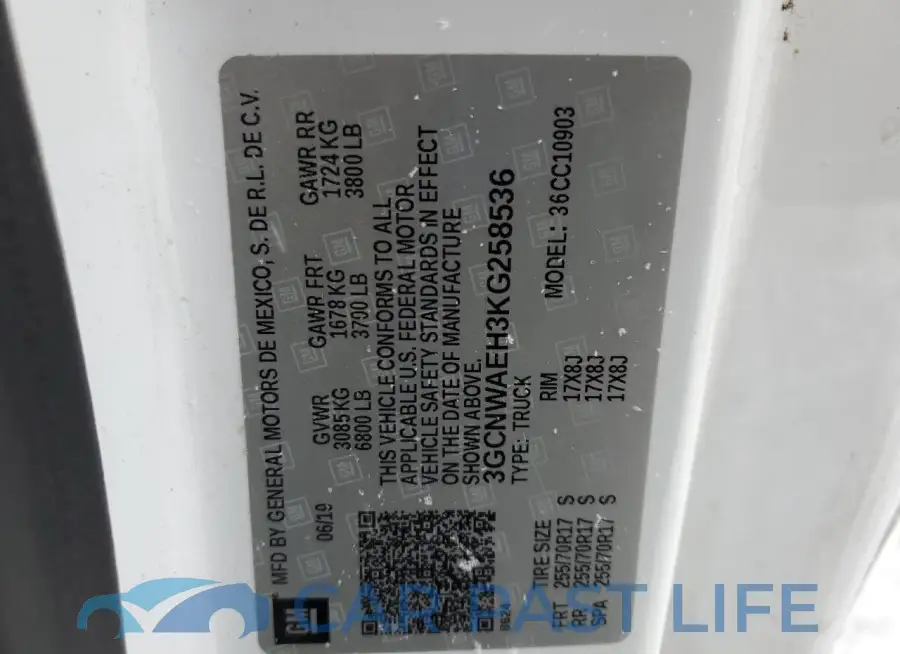 3GCNWAEH3KG258536# 12