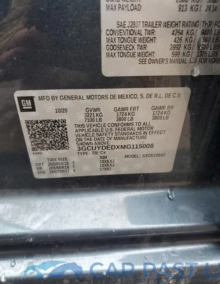 3GCUYDEDXMG115008# 13