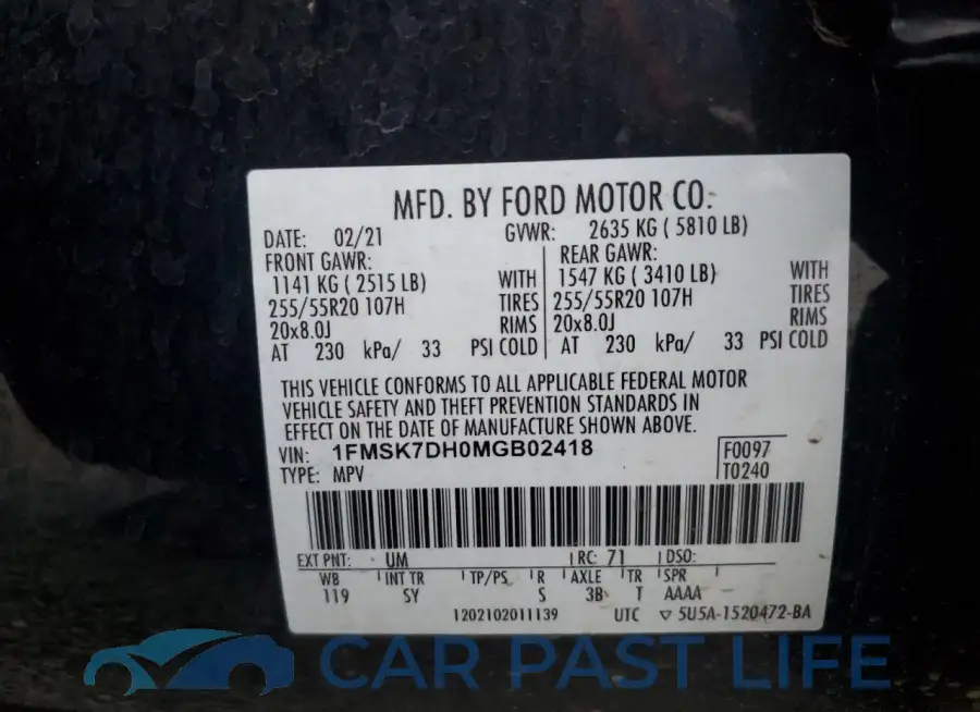 1FMSK7DH0MGB02418# 14