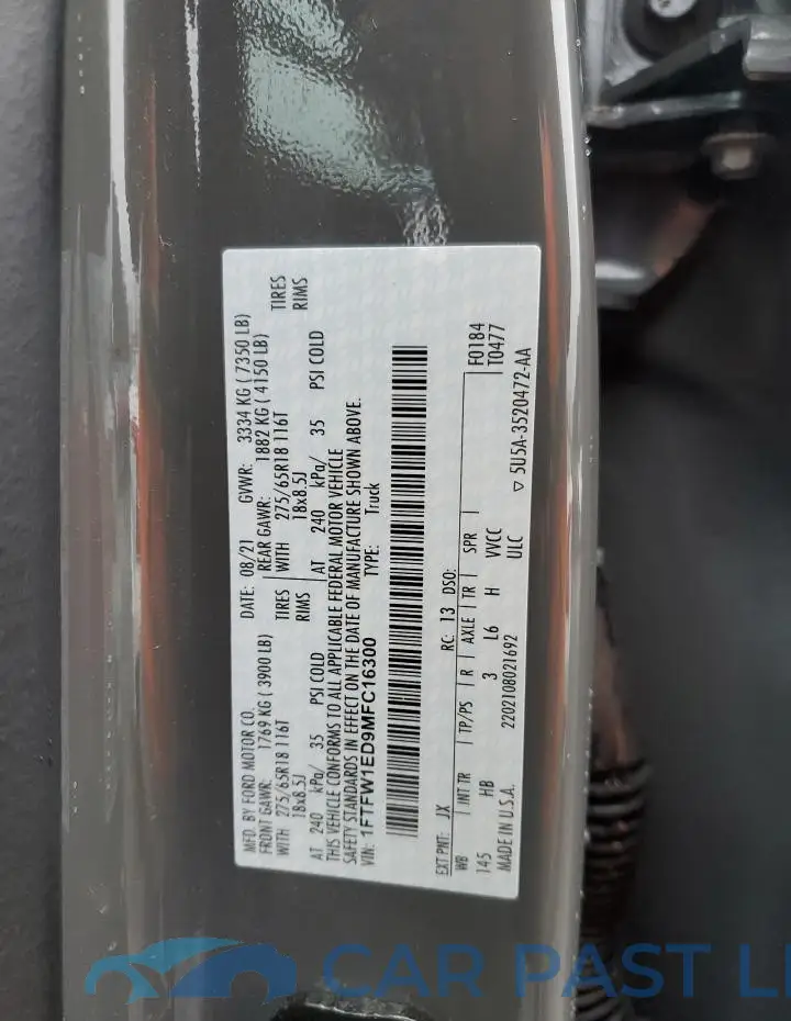 1FTFW1ED9MFC16300# 12