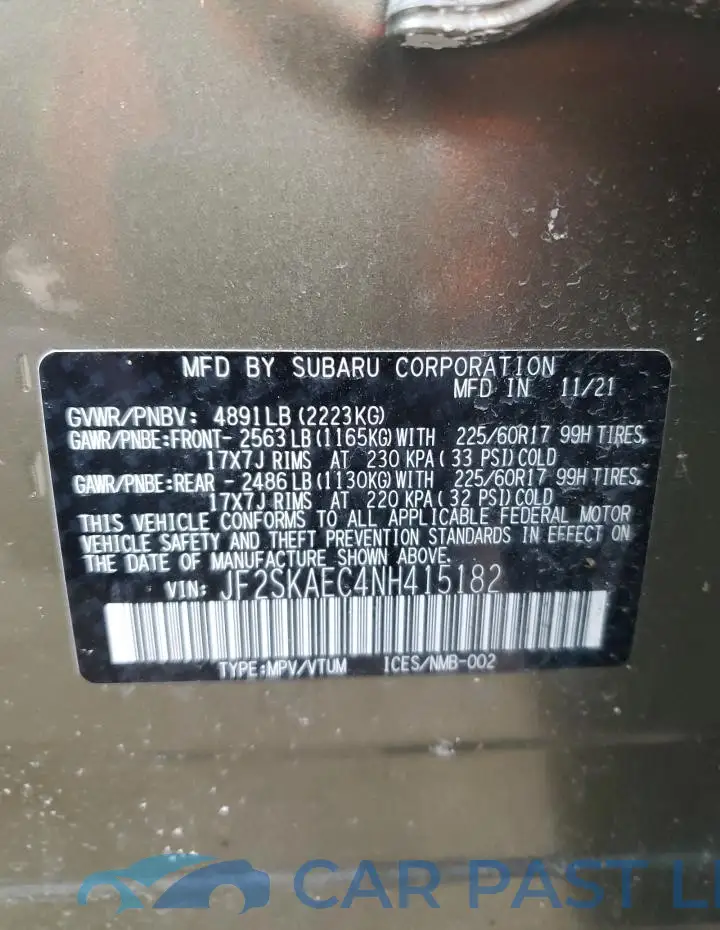 JF2SKAEC4NH415182# 14