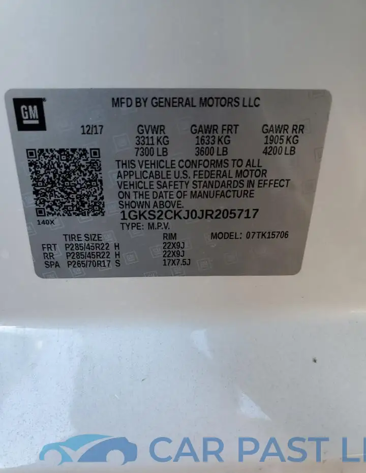 1GKS2CKJ0JR205717# 13