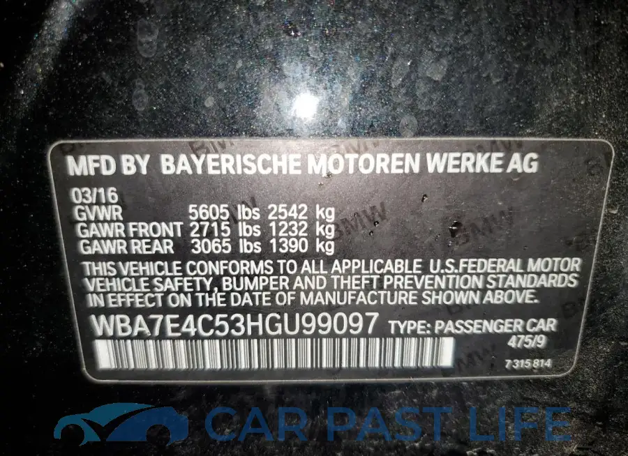 WBA7E4C53HGU99097# 12