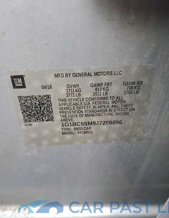 1G1BC5SM9J7209896# 12