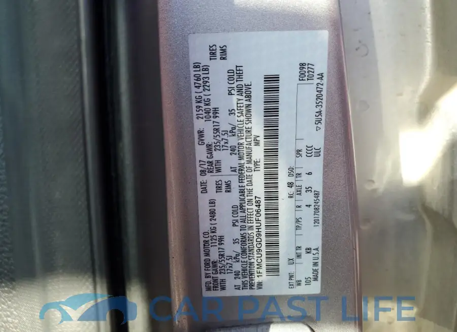 1FMCU9GD9HUF06487# 13