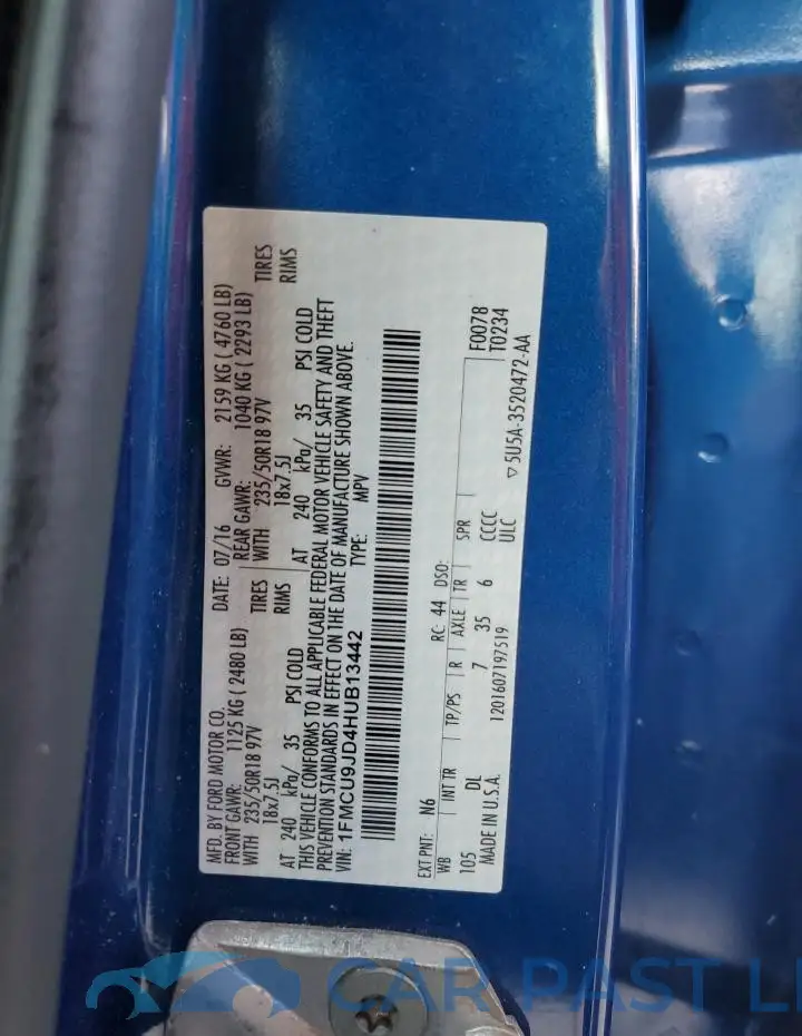 1FMCU9JD4HUB13442# 14