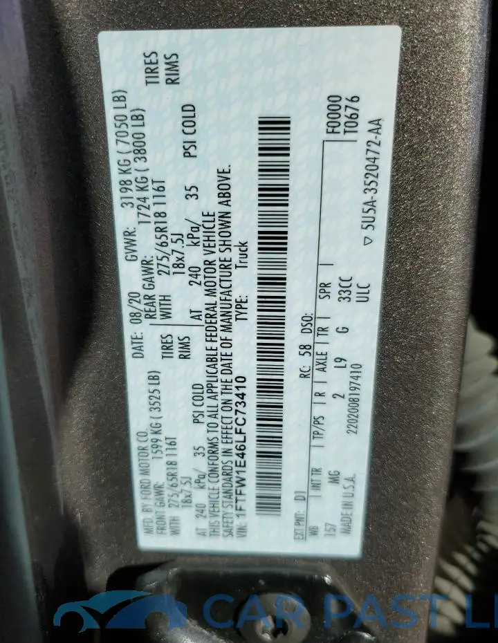 1FTFW1E46LFC73410# 12
