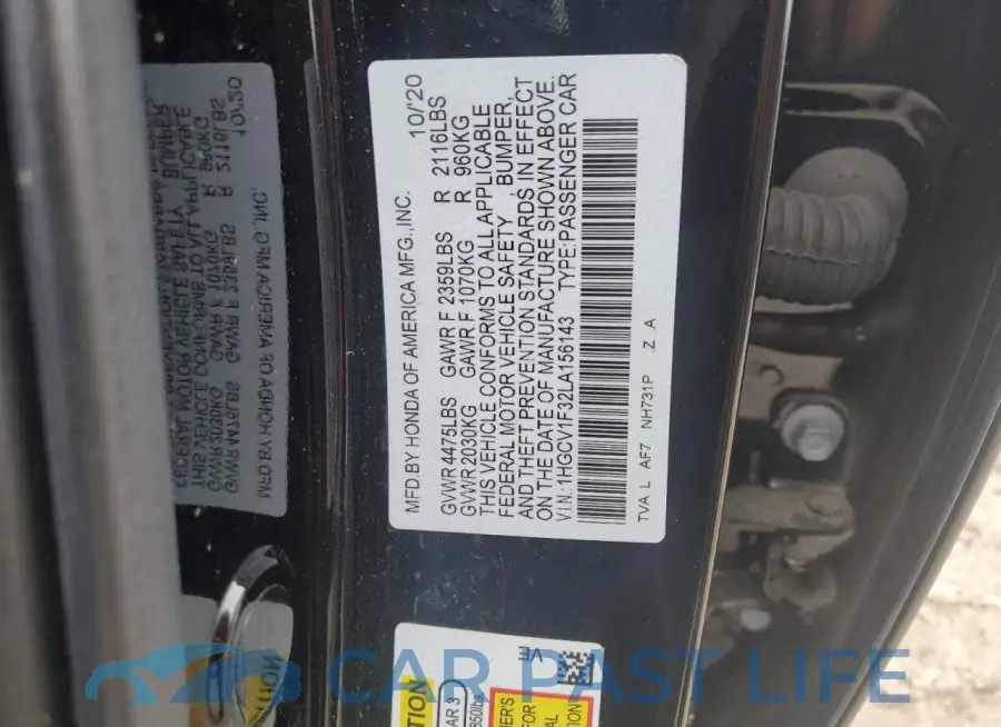 1HGCV1F32LA156143# 12