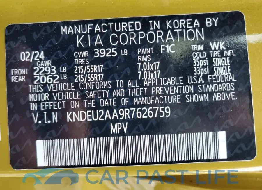 KNDEU2AA9R7626759# 12