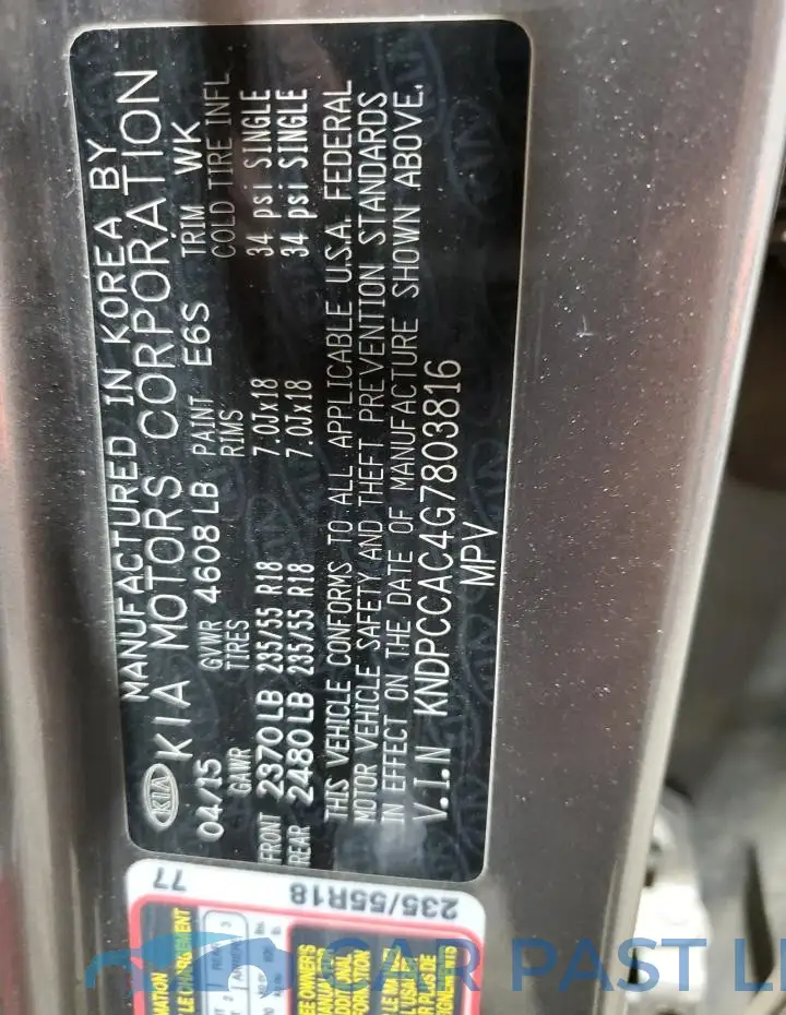 KNDPCCAC4G7803816# 13