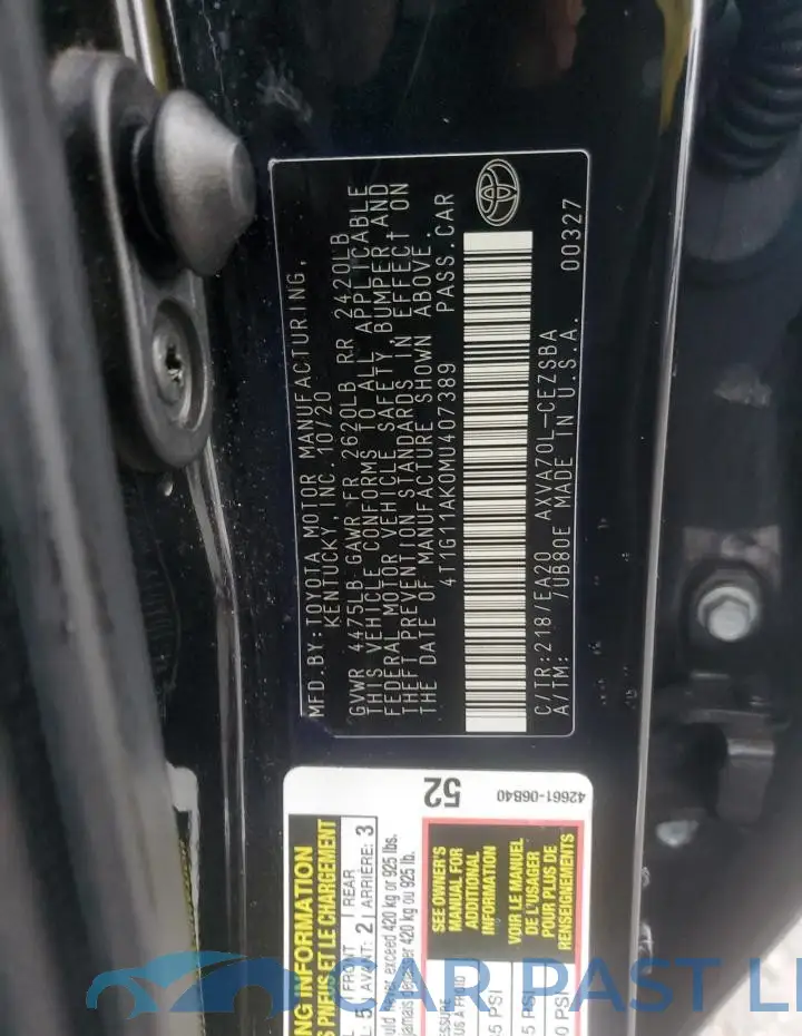 4T1G11AK0MU407389# 12