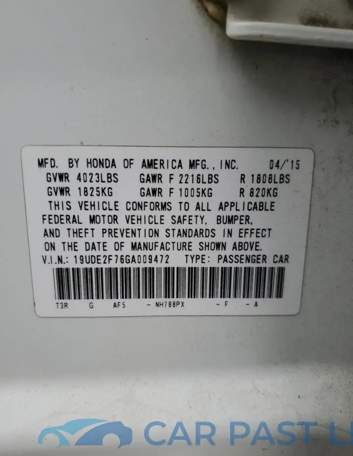 19UDE2F76GA009472# 12